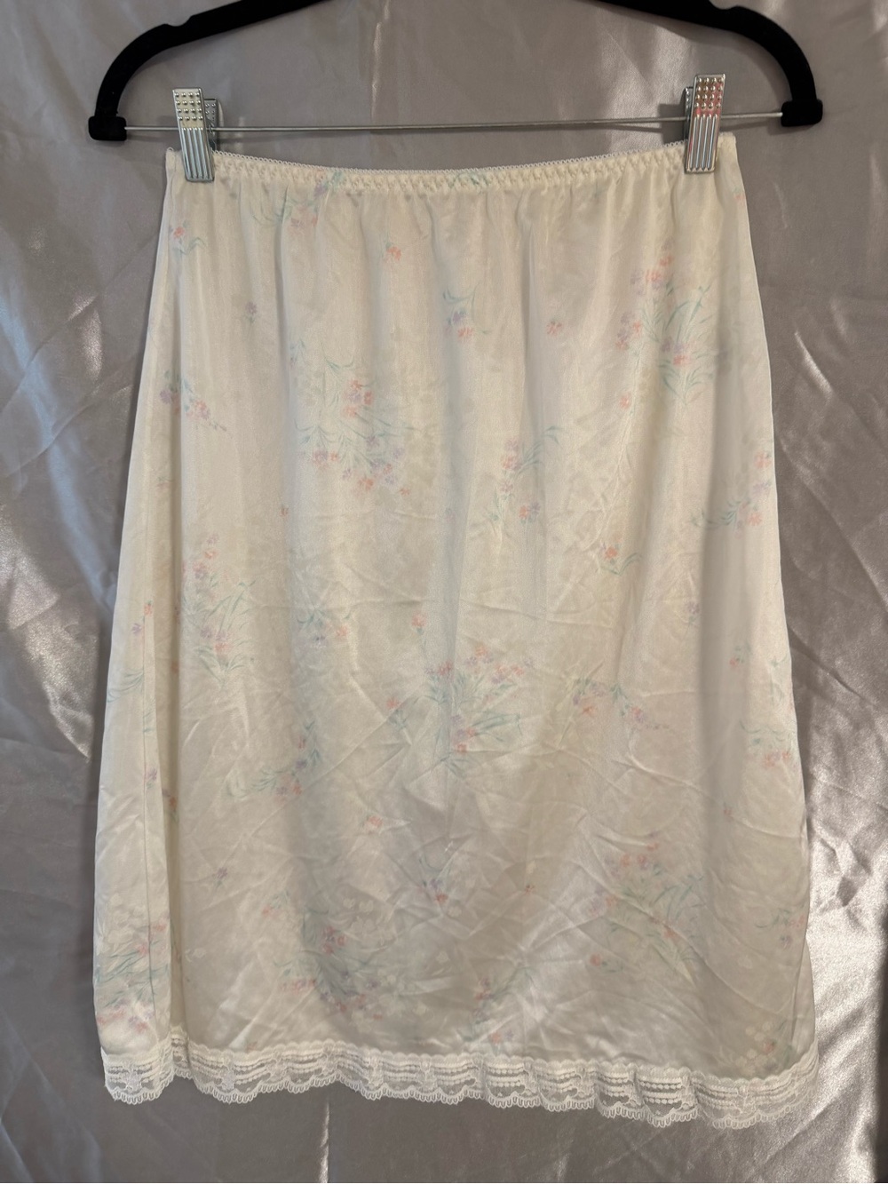 Vintage Ashley Taylor Pastel Floral Nylon Half Slip Skirt Size Medium